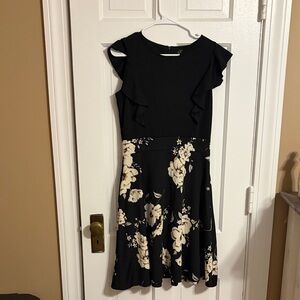 Chic Black Floral Midi Dress